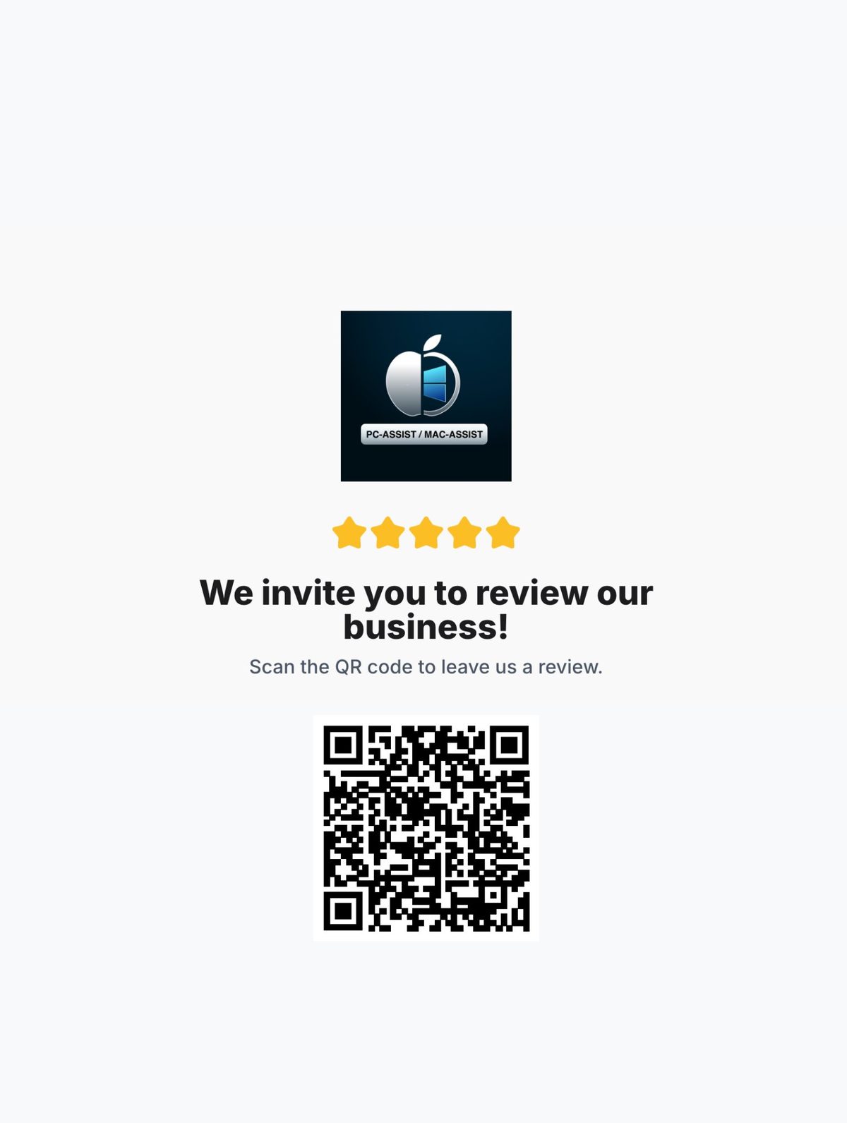 QR code download tool for use on signage, receipts, and print materials