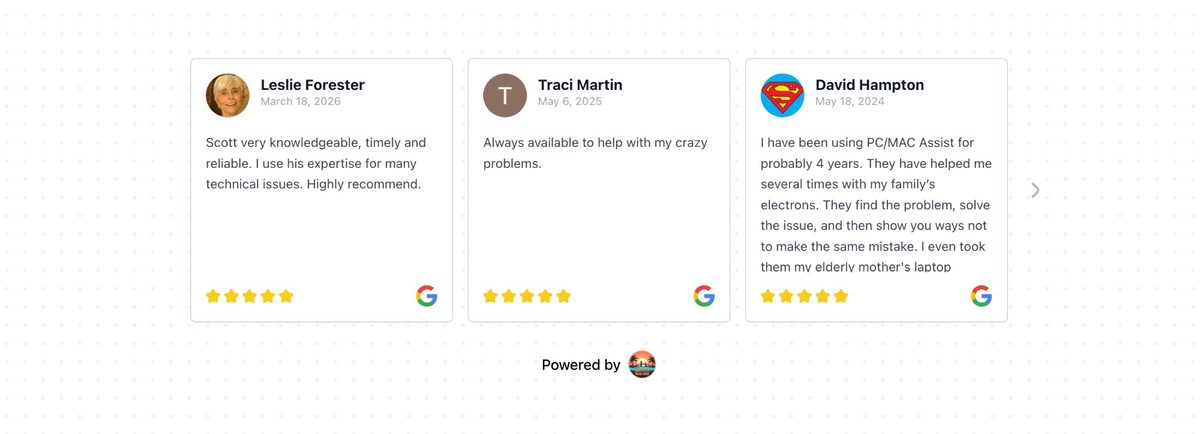Website review widget displaying star ratings and customer reviews